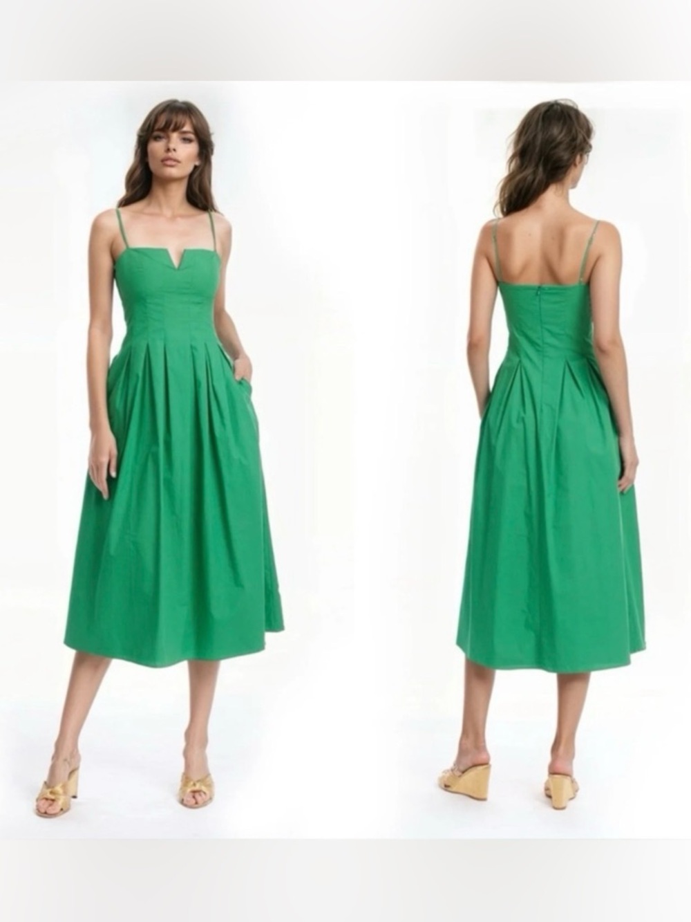 Badgley Mischka Pleated Poplin Dress - Picture 5 of 6